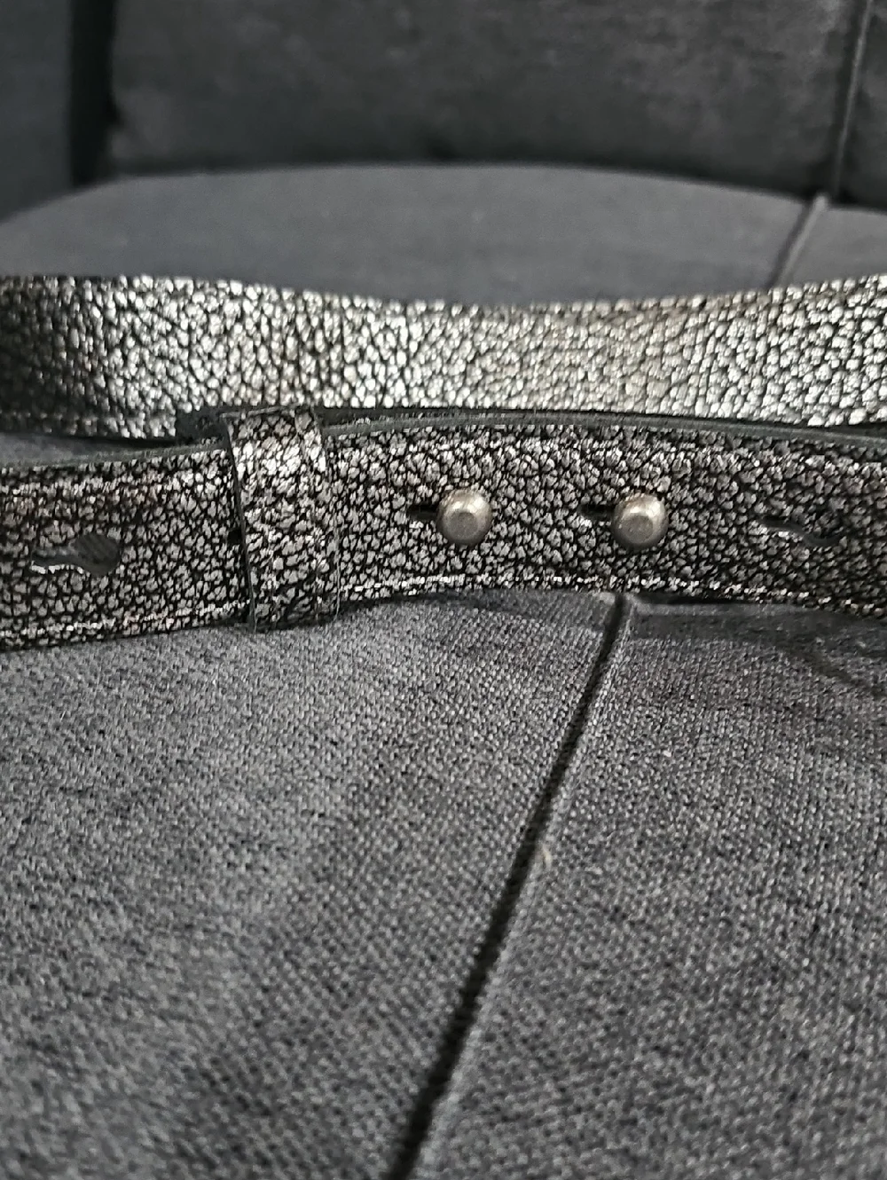 The Sak Metallic Pewter Crossbody Belt Bag with Black Strap - Picture 2 of 7